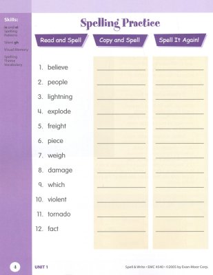 Skill Sharpeners Grammar & Punctuation Grade 4 ( Evan Moor ) - Skill Sharpeners Spell & Write - Grade 4